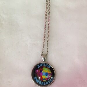 Colorful Pendant Necklace with Silver Chain